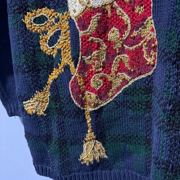 Vintage Simpatico brand ladies medium plaid with lots‎ of embellishments sweater - Picture 3 of 5